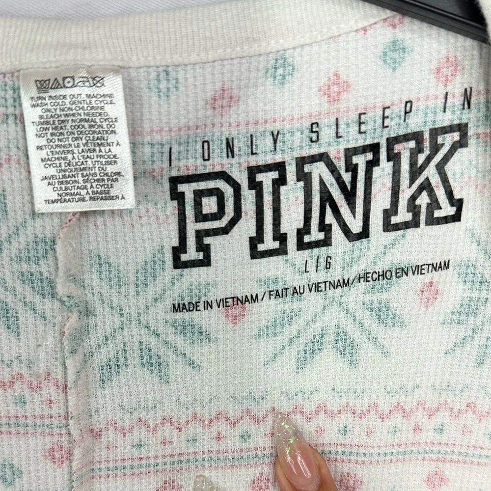 Pink Victoria's Secret Christmas onesie pajamas size L